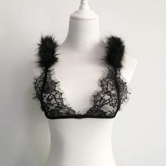 women translucent sexy lace fur bra - Picture 2 of 3